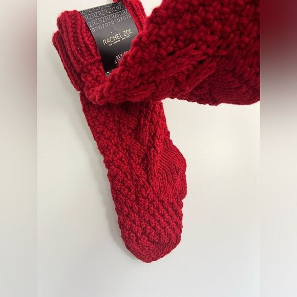 Red knit stocking set of 2 - Picture 2 of 3